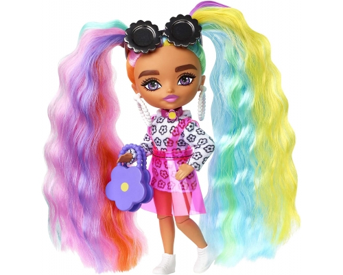 Barbie Extra Mini Vestido magaritas y coletas arcoíris